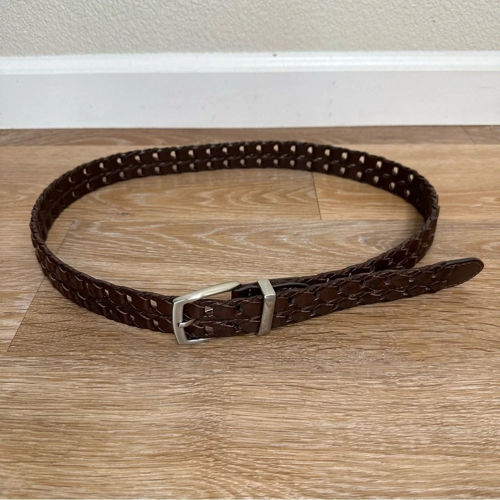 Haggar Men’s Braided Bonded Leather Rich Brown Belt, Size 36